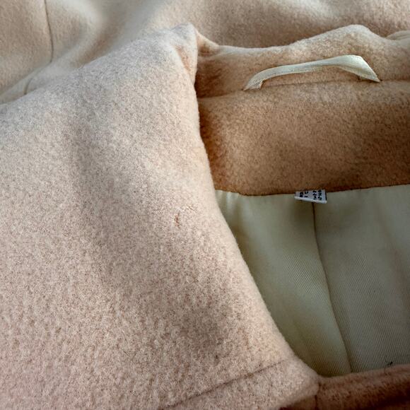 Vintage Beige Tan Double Breasted Kfashion Neutral Trench Maxi Coat Sz L - Picture 8 of 10